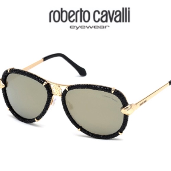 Roberto Cavalli RC885S Mebsuta/T57-100% Genuine Leather Gold - Dark Grey Lens - Picture 1 of 4